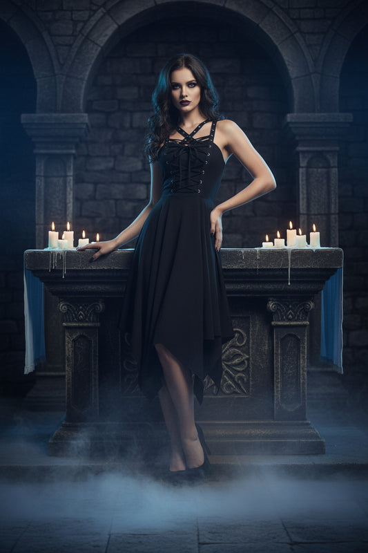Gothic Style Vintage Black Summer Dress (Sleeveless) Sorceress Sanctuary