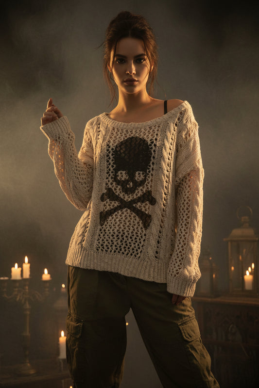 Women's Hollow Skull Knitted Sweater for Parties Sorceress Sanctuary