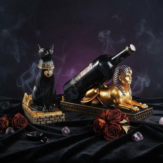 Anubis Wine Rack with Egyptian Cat God Design Sorceress Sanctuary