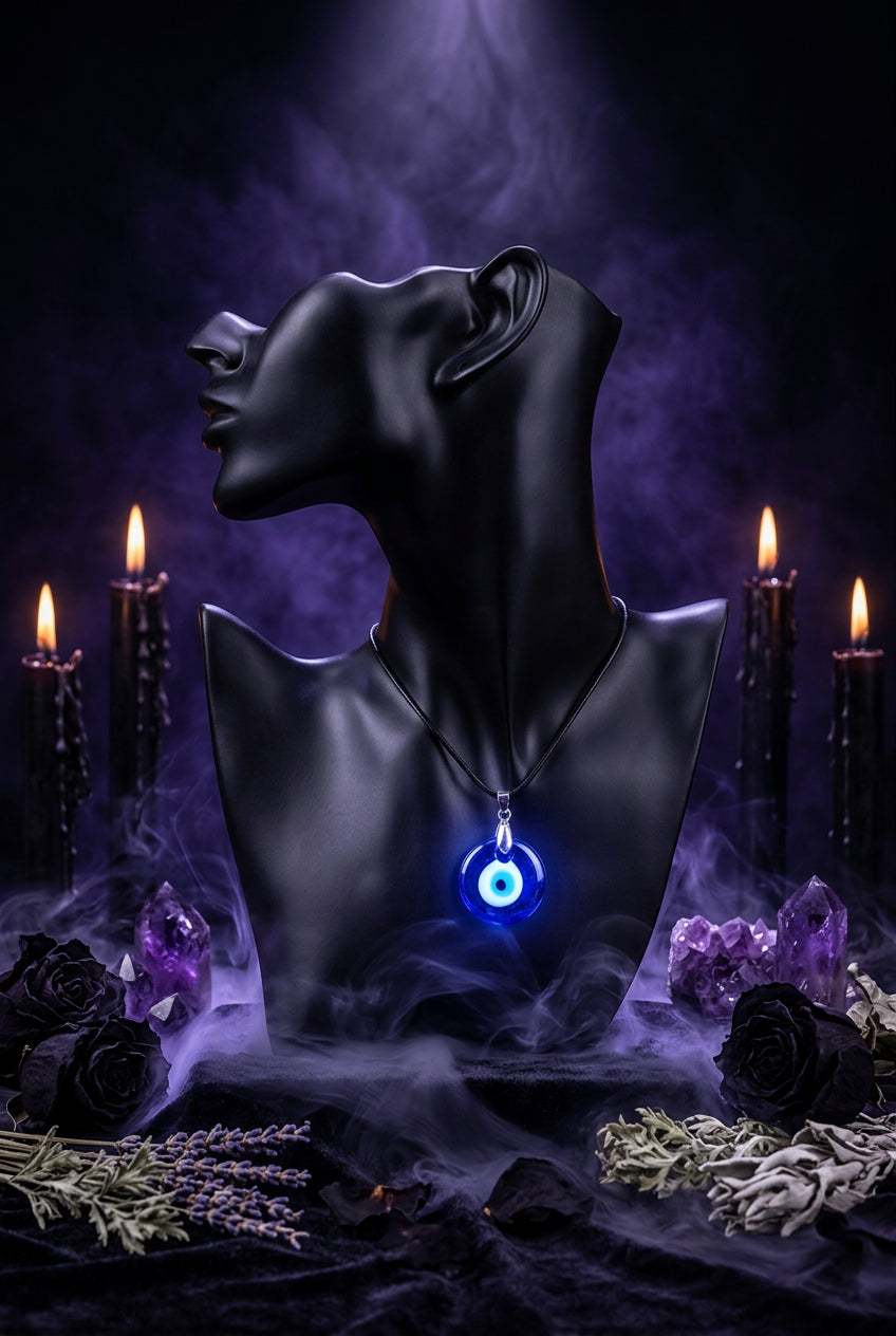 Men's Devil Eye Pendant Necklace - Simple Wax Rope Design Sorceress Sanctuary