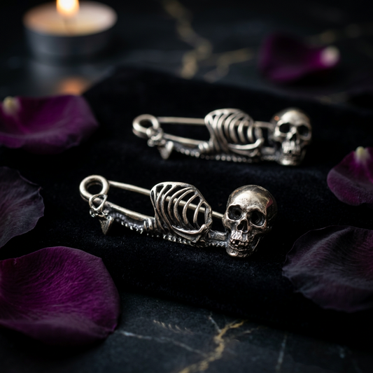 Vintage Skull Brooch Pin, view 2