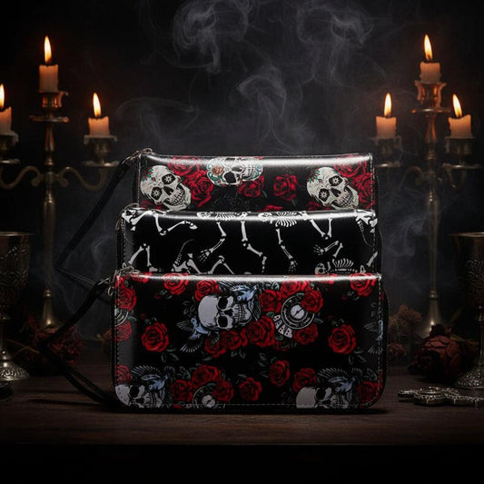 Colorful Skull Print Women's Long Clutch Wallet Sorceress Sanctuary