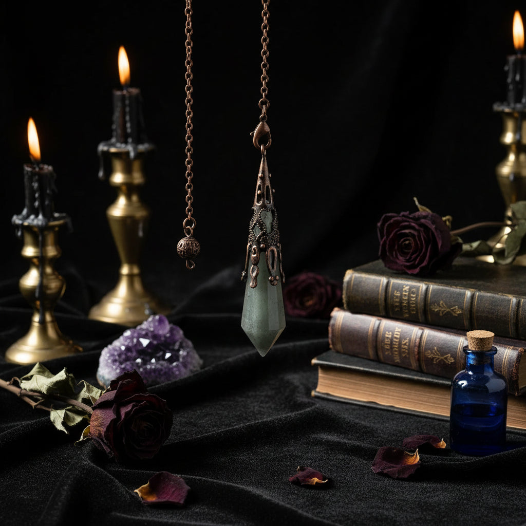Crystal Prism Pendulum - Sorceress Sanctuary Tiger Eye-Black Onyx-Opal-White crystal-Flash stone