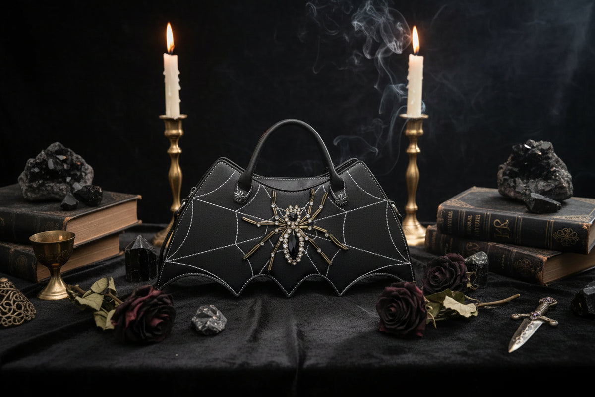 Gothic Bat Bag - Sorceress Sanctuary Light Purple-Light Brown-White-Pink-Black