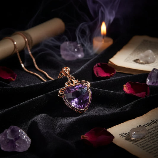 Heart Amethyst Necklace - Sorceress Sanctuary Purple