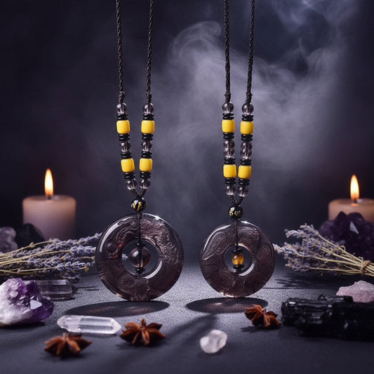 Obsidian Dragon & Phoenix Necklace - Sorceress Sanctuary Long-Phoenix
