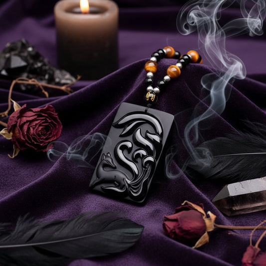 Obsidian Fox Necklace - Sorceress Sanctuary Fox