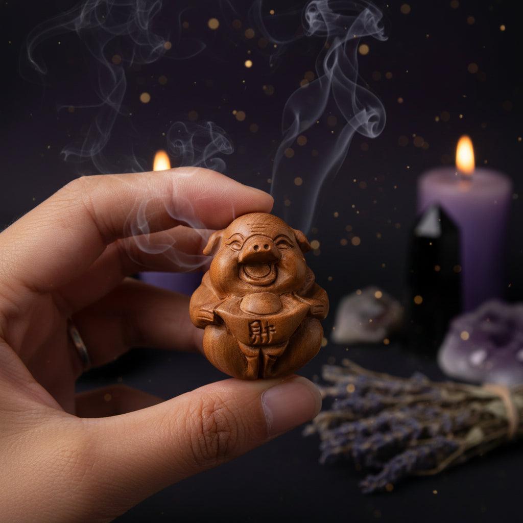 Sacred Wood Pig, close up detail