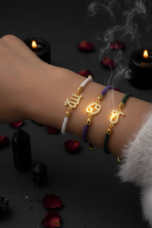 Shimmer Zodiac Bracelet - Sorceress Sanctuary White / Libra-Dark Green / Scorpio-Natural Color / Gemini-Natural Color / Aquarian-Natural Color / Cancer