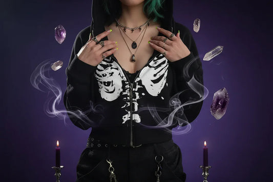 Skeleton Crop Hoodie - Sorceress Sanctuary Black / S-Black / M-Black / L-Black / XL-Black / XXL