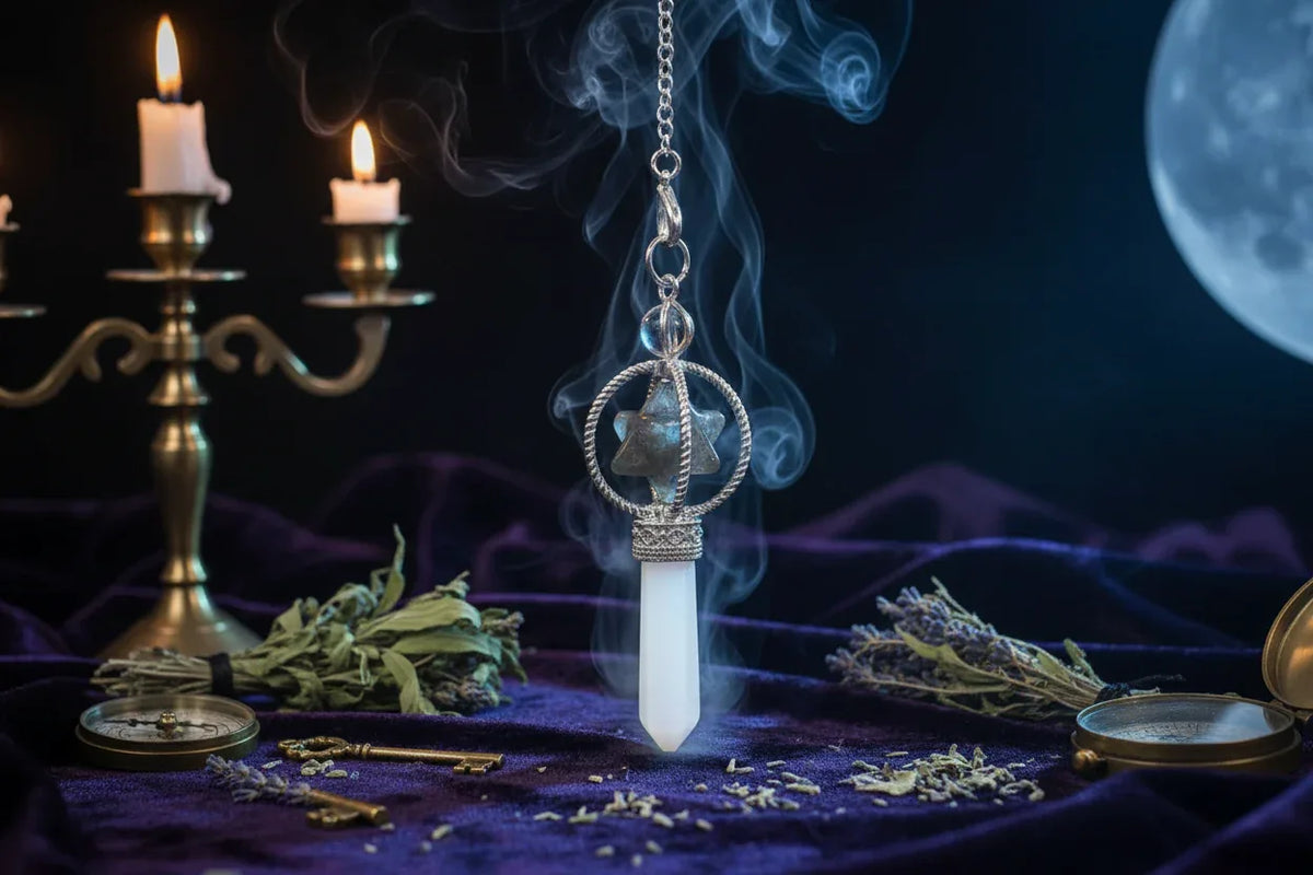 Star Energy Pendulum - Sorceress Sanctuary White-Red-Pink-Black Onyx-Purple