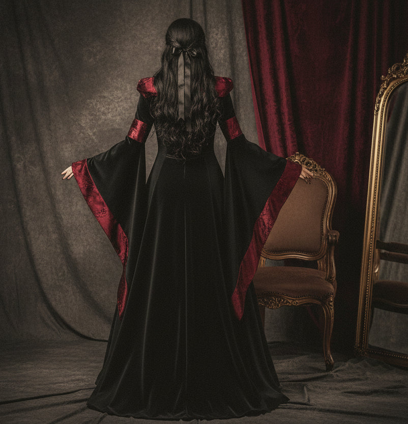 Victorian Hooded Gown - Sorceress Sanctuary Black / S-Black / M-Black / L-Black / XL-Black / XXL