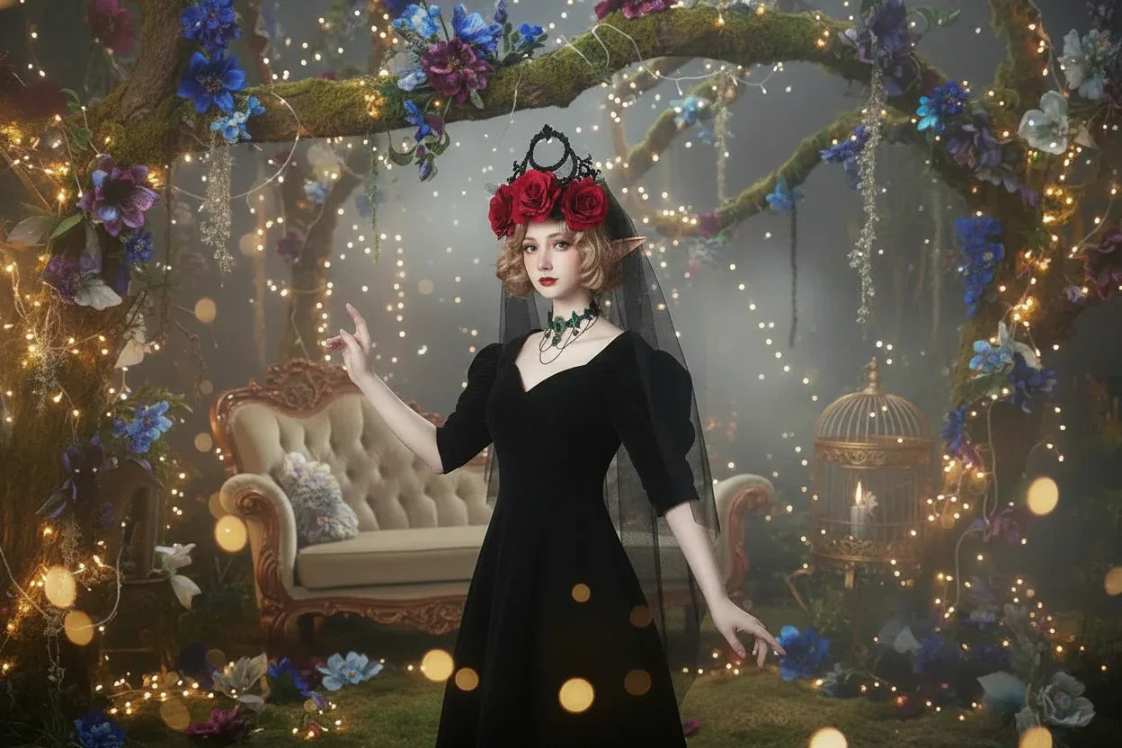 Witch Rose Headpiece - Sorceress Sanctuary Black