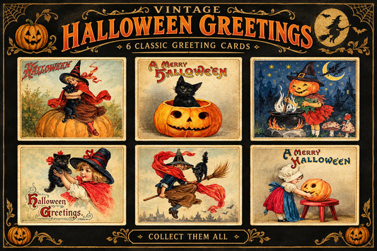 Vintage Halloween Postcard Set, view 2