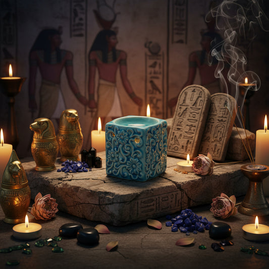 Ceramic Square Aromatherapy Burner with Vintage Glaze Sorceress Sanctuary