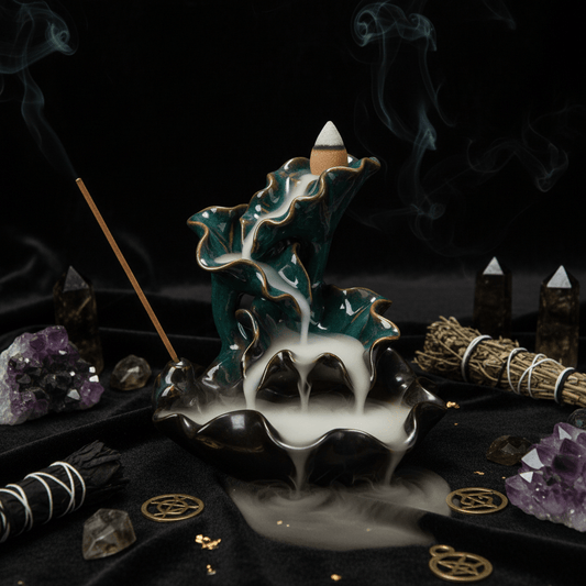 Decorative incense burner with a dragon design on a dark background