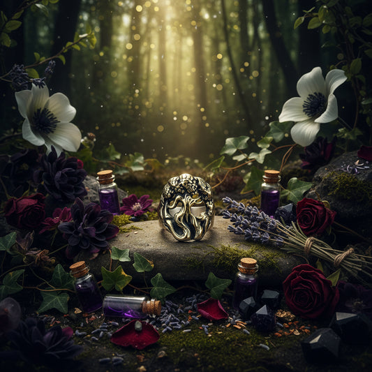Tree of Life Titanium Ring - Religious Totem Design Sorceress Sanctuary