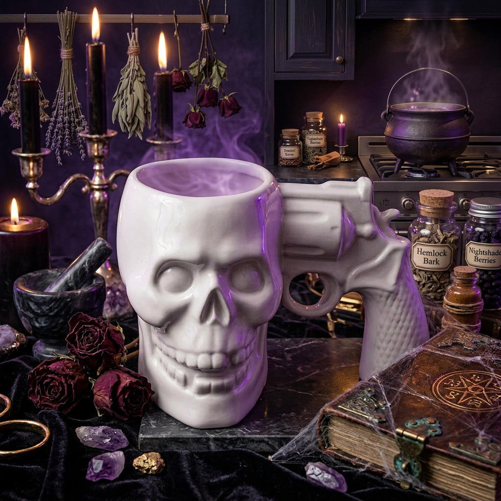 Skull Pistol Ceramic Mug, view 7