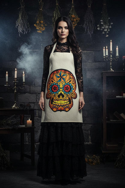 Skull Series Creative Cotton and Linen Apron Sorceress Sanctuary