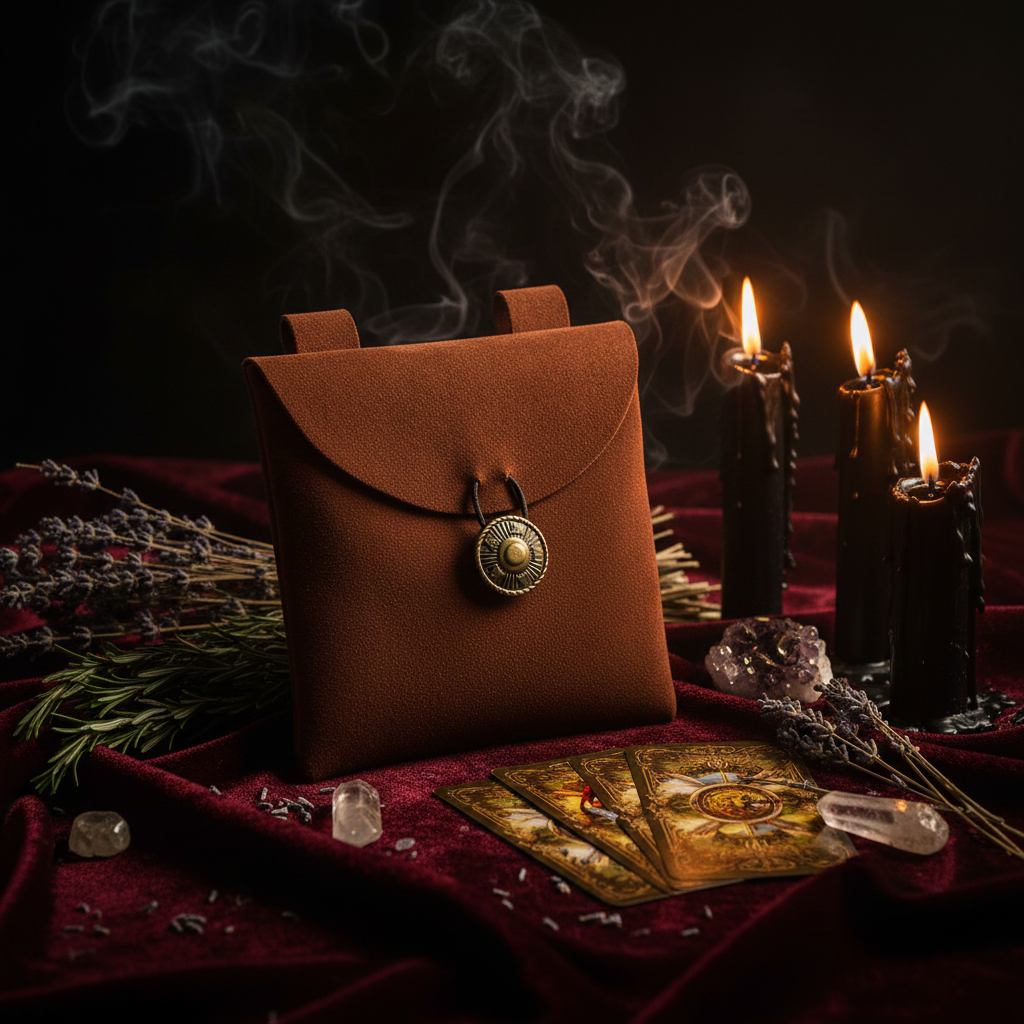 Medieval Renaissance Black Suede Leather Bag Sorceress Sanctuary