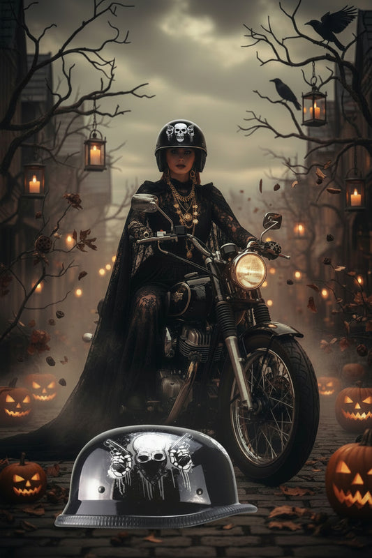 Harley Motorcycle Summer Helmet with Skull Design Sorceress Sanctuary