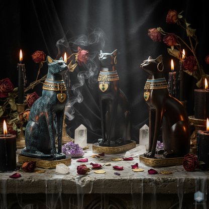 Cat Figurine, Resin Sculpture for Living Room Decor Sorceress Sanctuary
