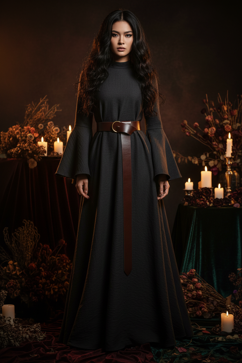 Medieval Renaissance Black Suede Leather Bag Sorceress Sanctuary