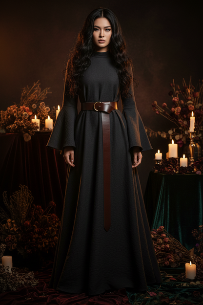 Medieval Renaissance Black Suede Leather Bag Sorceress Sanctuary