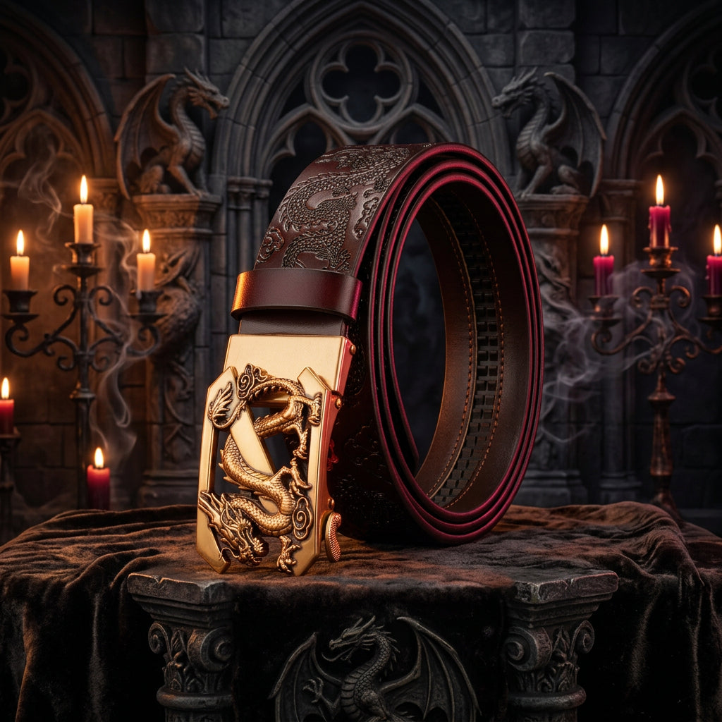 Twin Dragon Leather Belt, view 3