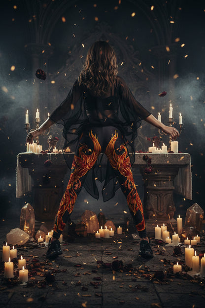 Phoenix Print Women's Slim Fit Yoga Leggings Sorceress Sanctuary