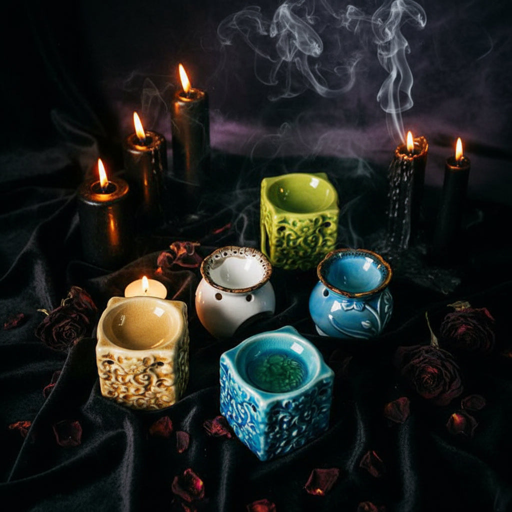 Ceramic Square Aromatherapy Burner with Vintage Glaze Sorceress Sanctuary