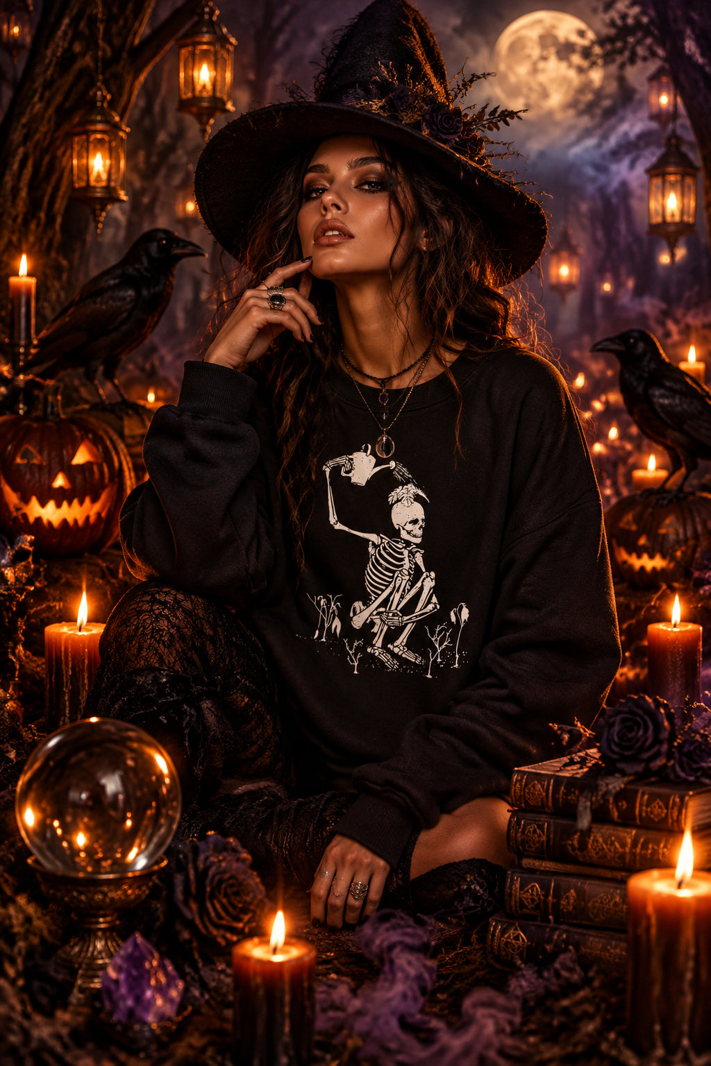 Halloween Print Loose Sweater, alternate angle