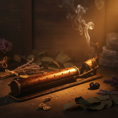 Incense Burner with Bamboo Stick Holder for Altars Sorceress Sanctuary