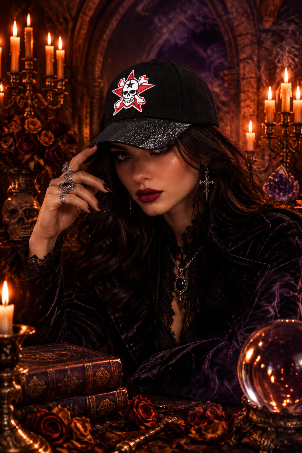 Personalized Skull Baseball Cap for Halloween Fun Sorceress Sanctuary
