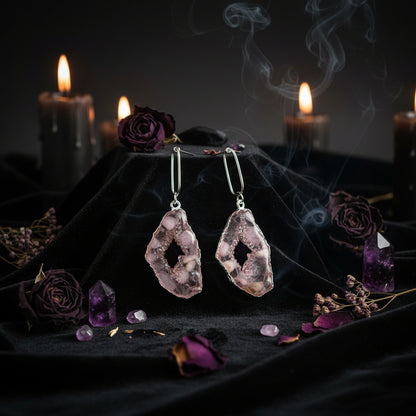 Hollow Shell and Stone Earrings Sorceress Sanctuary