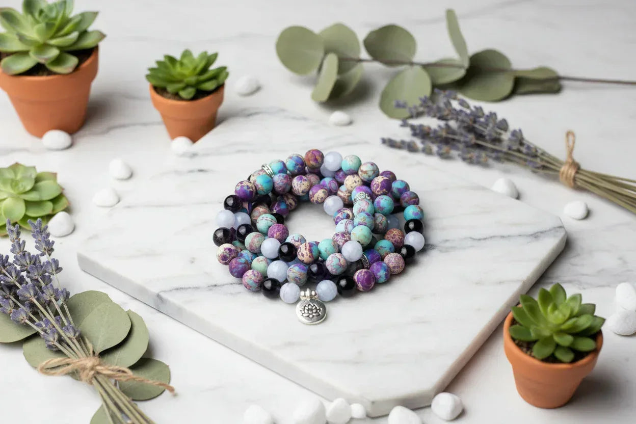108 Beads Phoenix Bracelet - Sorceress Sanctuary Amethyst Phoenix 3D-Amethyst Phoenix Buddha-Echeveria imperialis-Style 1 Lotus-Redwood Buddha Pendant