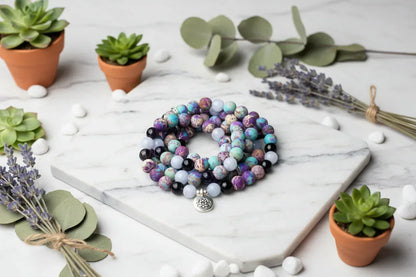 108 Beads Phoenix Bracelet - Sorceress Sanctuary Amethyst Phoenix 3D-Amethyst Phoenix Buddha-Echeveria imperialis-Style 1 Lotus-Redwood Buddha Pendant