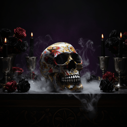 Creative Colorful Skull Flower Painting Desktop Decor Sorceress Sanctuary