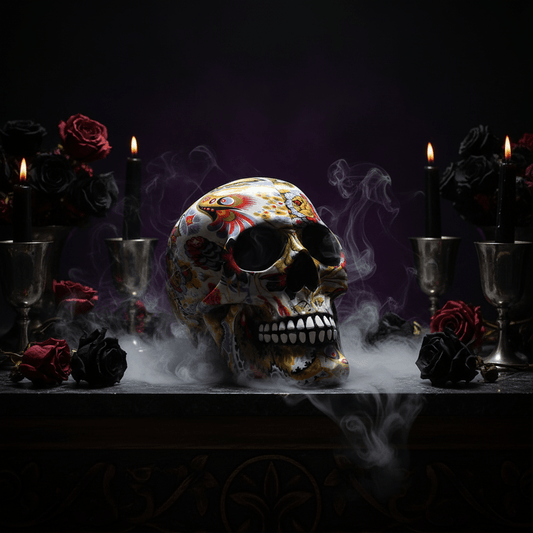 Creative Colorful Skull Flower Painting Desktop Decor Sorceress Sanctuary
