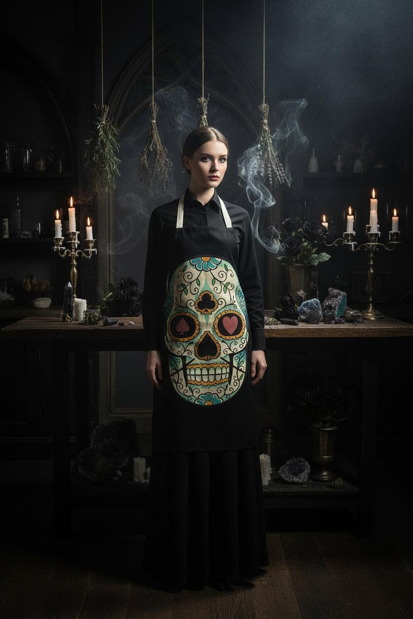 Skull Series Creative Cotton and Linen Apron Sorceress Sanctuary