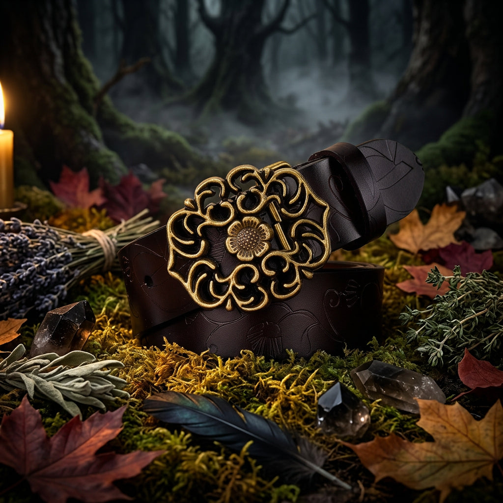 Carved Bloom Leather Belt, view 2