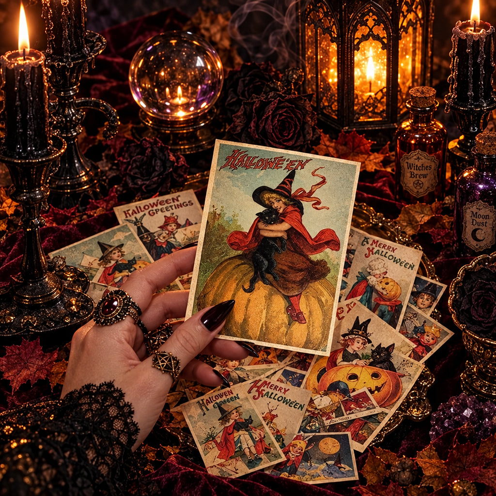 Vintage Halloween Postcard Set from Sorceress Sanctuary, main product photo