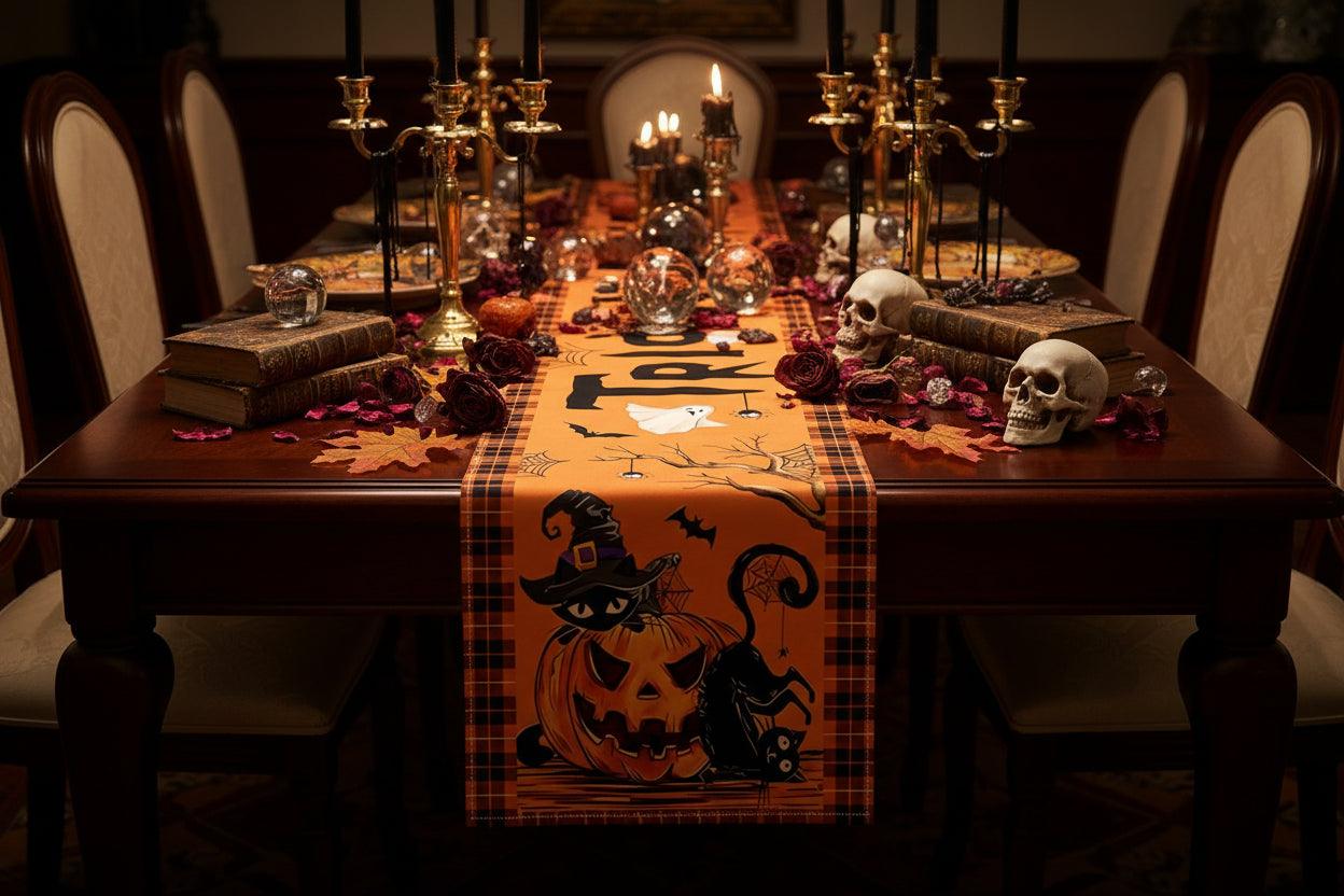 Halloween Day of the Dead Skeleton Ghost Table Flag Sorceress Sanctuary