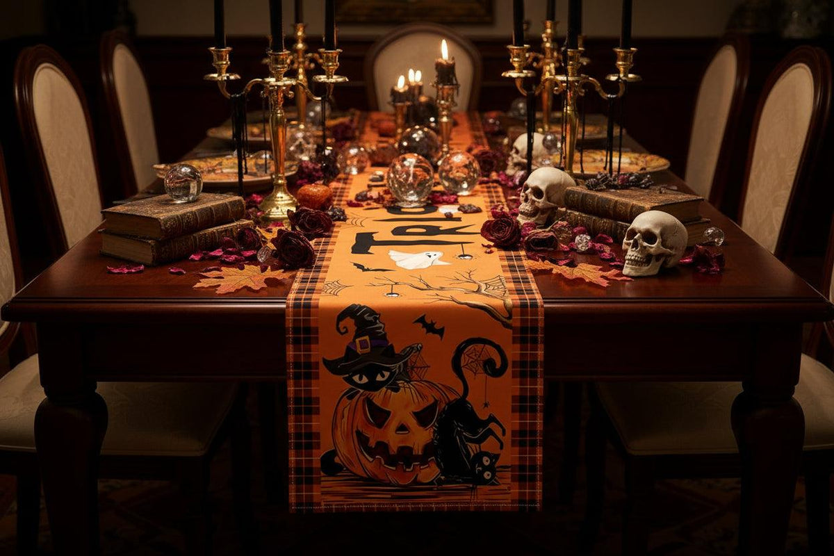 Halloween Day of the Dead Skeleton Ghost Table Flag Sorceress Sanctuary