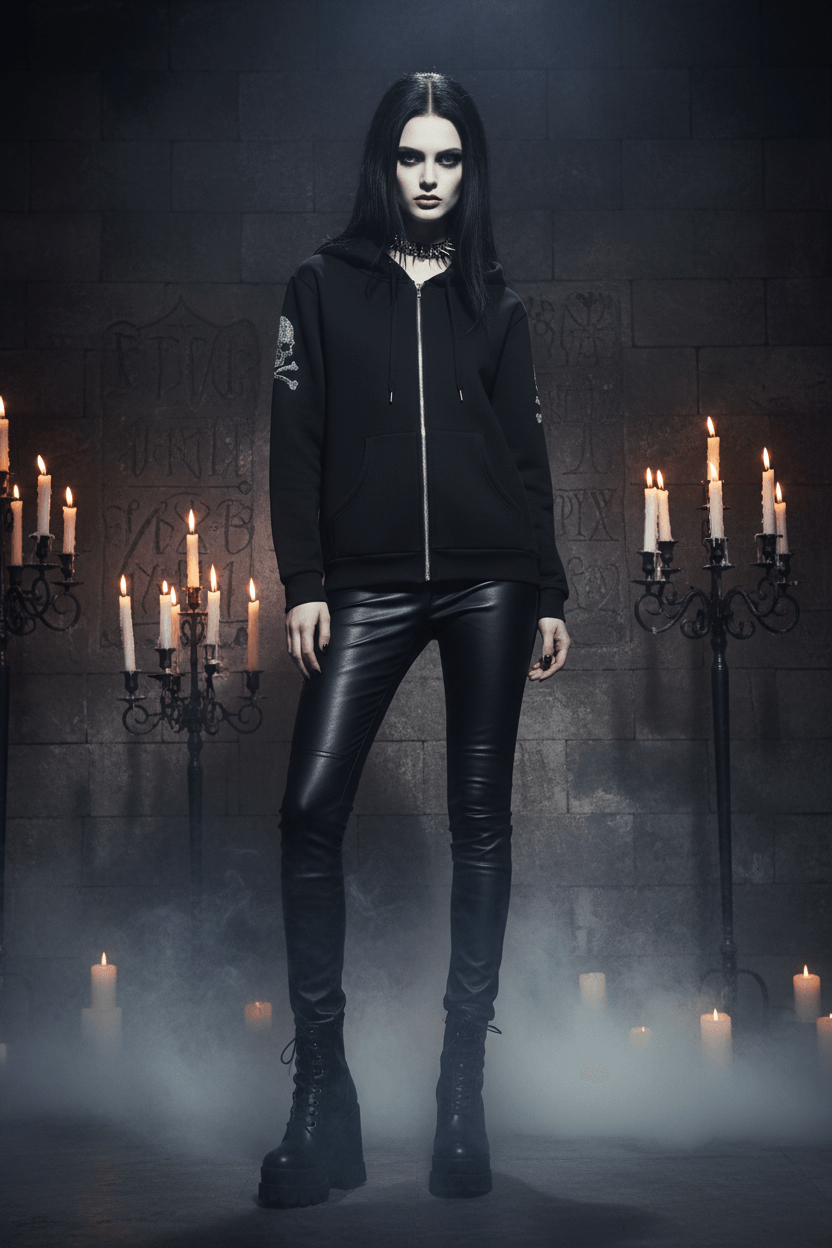 Diamond Skull Oversized Hoodie Jacket (Long Sleeve) Sorceress Sanctuary