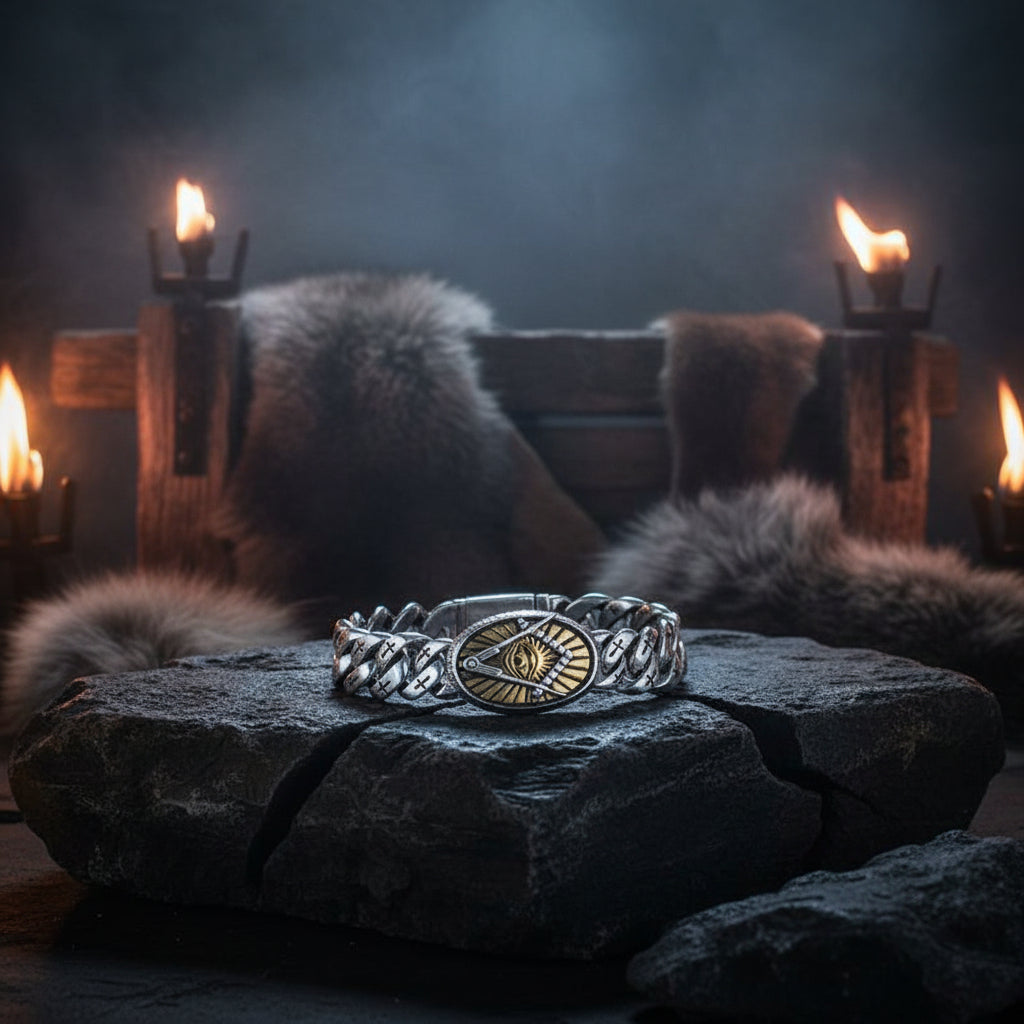 Men's Cross Bracelet with God Eye and Phoenix Pattern Sorceress Sanctuary