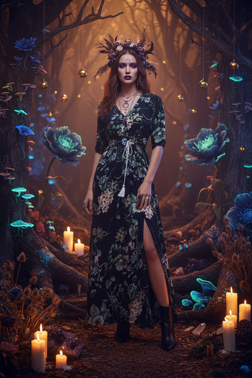 Bohemian Vintage Print Maxi Dress for Women 2020 Sorceress Sanctuary