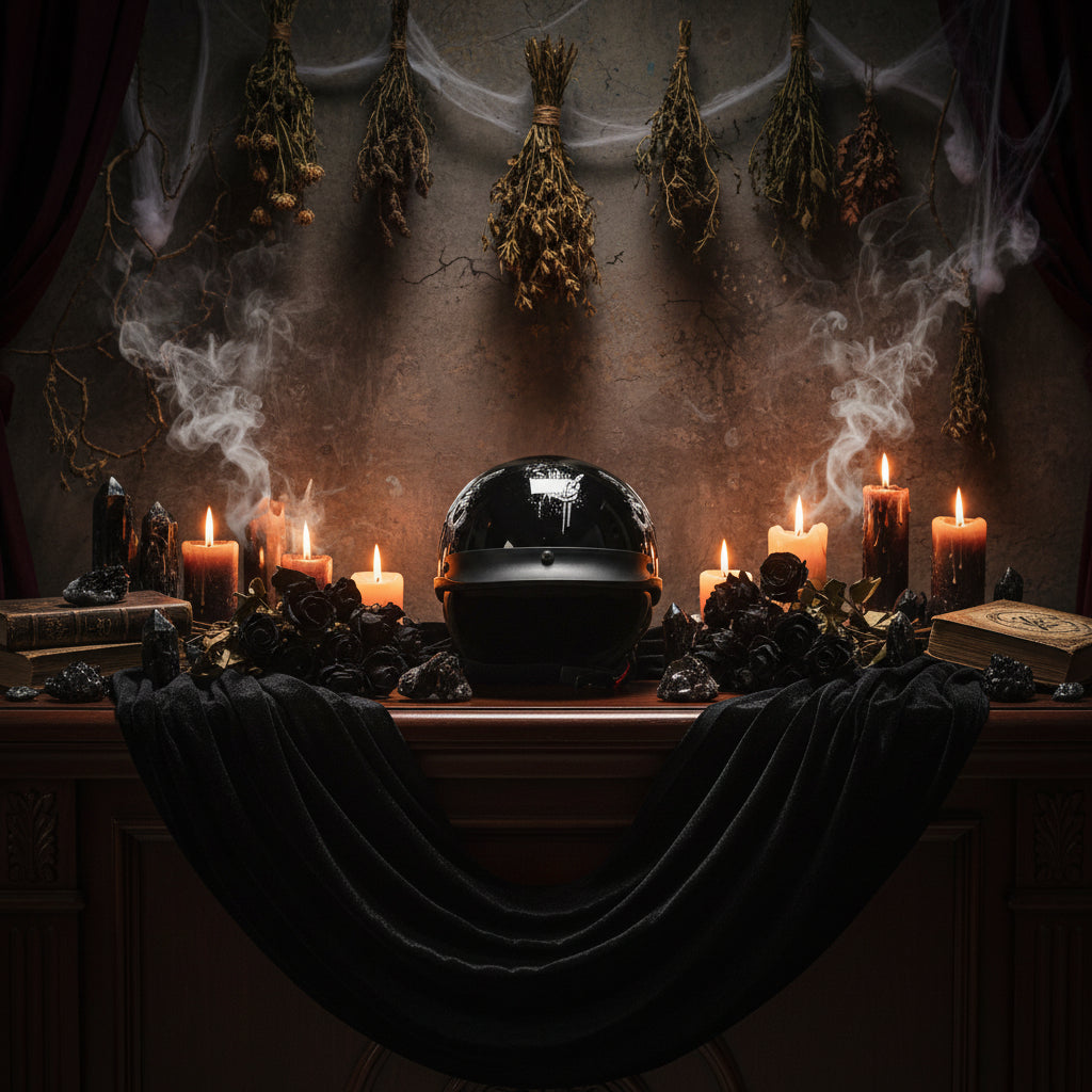 Harley Motorcycle Summer Helmet with Skull Design Sorceress Sanctuary