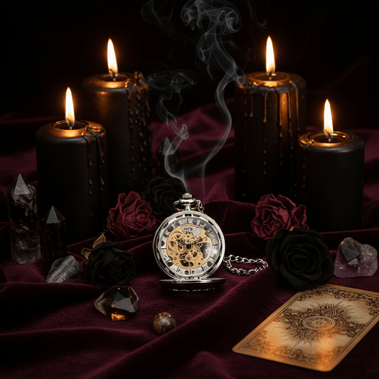 Vintage Large Transparent Skeleton Mechanical Pocket Watch Sorceress Sanctuary