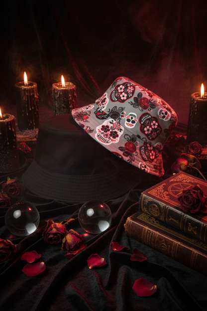 Rose Skull Print Bucket Hat Sorceress Sanctuary